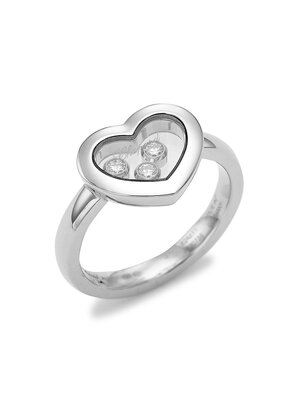 Silver diamonds heart ring