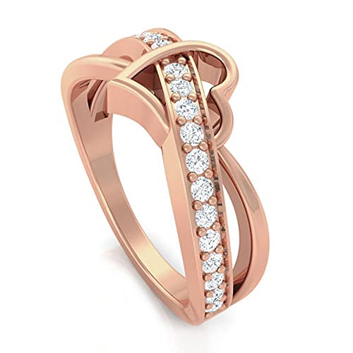 Silver Rose Gold heart Ring