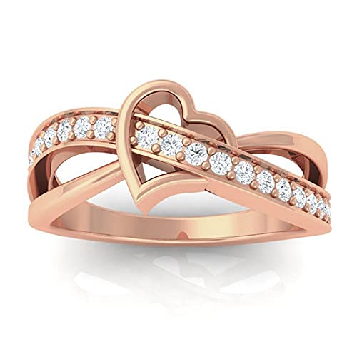 Silver Rose Gold heart Ring