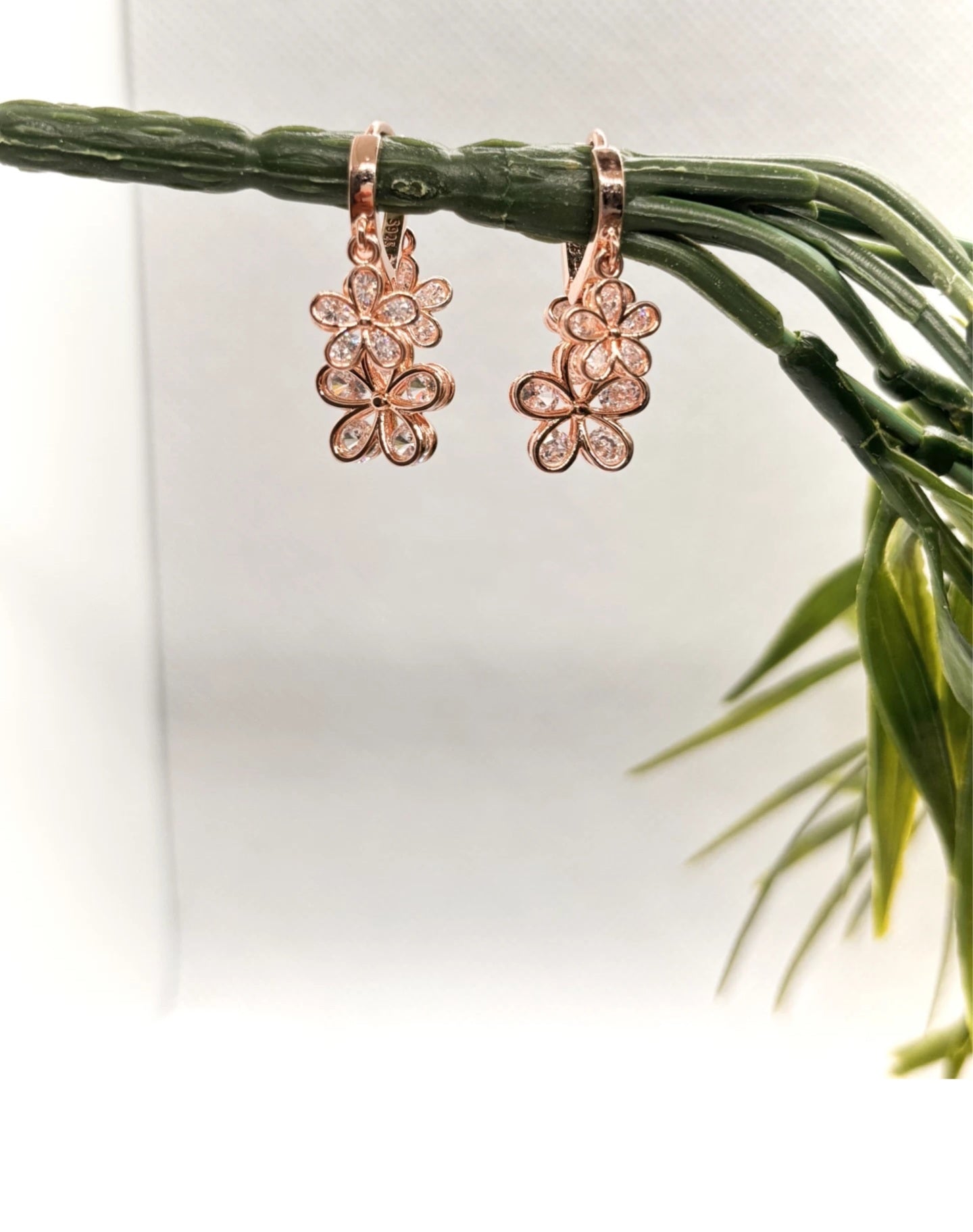 Silver Rose Gold bali earrings