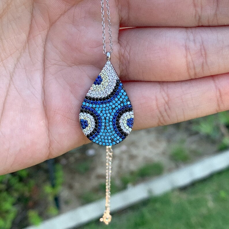 Silver evil eye necklace